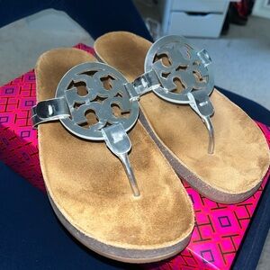 Tory Burch Silver Sandals